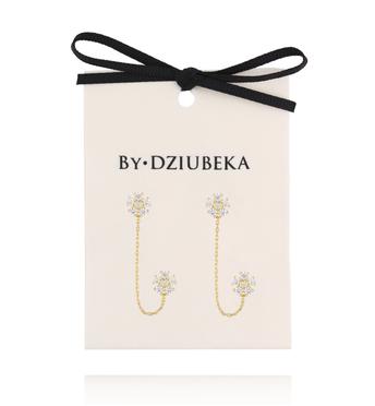 Kolczyki kwiatuszki podwójne z łańcuszkiem KLT0055