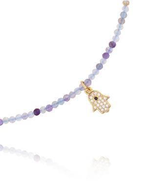 Naszyjnik z fluorytami i ręką Fatimy NTW1478