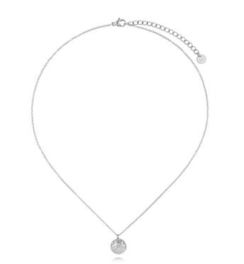 Naszyjnik z okrągłą młotkowaną zawieszką srebrny NSA1496