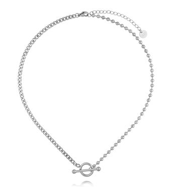 Naszyjnik z zapięciem toggle w kolorze srebra NSY0895