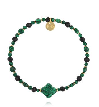 Bransoletka z malachitu i czarnego turmalinu BTW3589