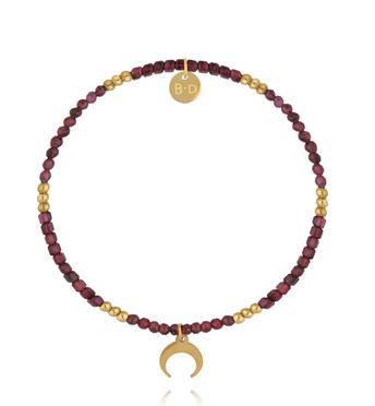 Bransoletka z granatu z zawieszką w kształcie półksiężyca  BTW3537