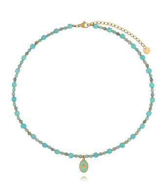 Naszyjnik z amazonitem i zawieszką gwiazdy NTW1641