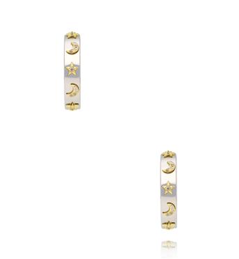 Kolczyki z motywem gwiazd i księżyców srebrne KRG1098