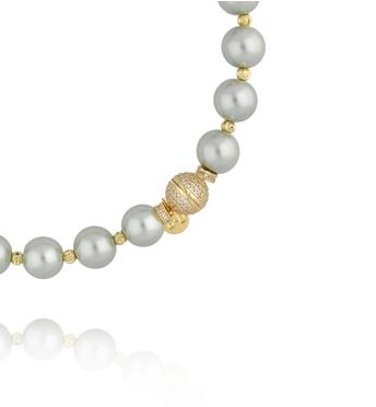 Naszyjnik z pereł w odcieniach szarości i złota NPE0358