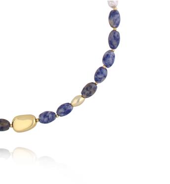 Naszyjnik z perełkami i granatowymi kamieniami NSC0636