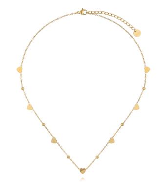 Naszyjnik z drobnymi serduszkami i kuleczkami w kolorze złota NSY0926