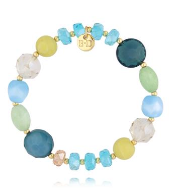 Bransoletka z jadeitem, zielonym kwarcem i turkusowymi szklanymi koralikami  BSC2385