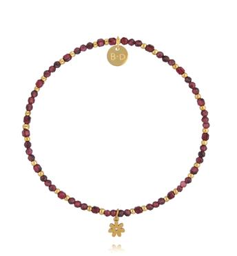 Bransoletka z granatami i zawieszką kwiatuszka BTW3534