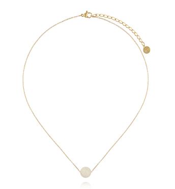 Naszyjnik z kwarcem limonkowym na delikatnym złotym łańcuszku NLB0389