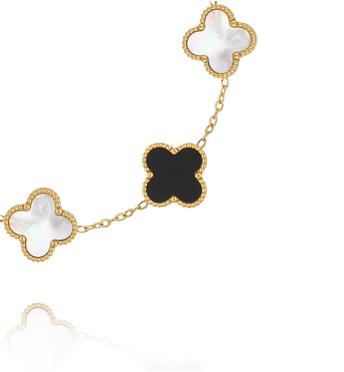 Bransoletka z białymi i czarnymi koniczynkami BSY0560