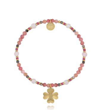 Bransoletka z rodonitami i koniczynką BTW3674