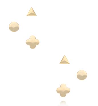 Zestaw złoconych geometrycznych kolczyków KMB0023