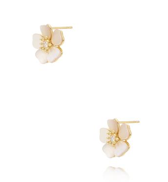 Kolczyki w kształcie kwiatów z masy perłowej KSS2128