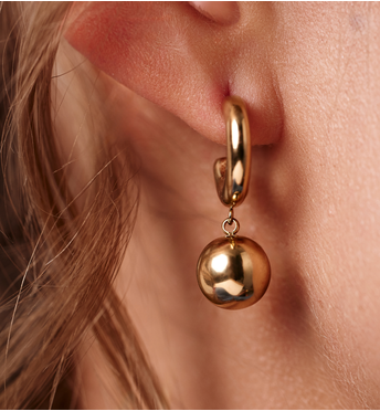 Kolczyki koła złote z kulką KSY0623