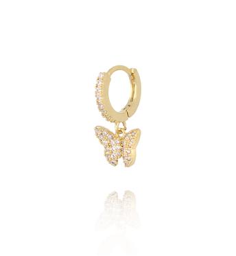 Zestaw złotych kolczyków z motywem motyla KLU0186