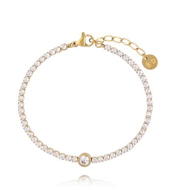 Bransoletka tenisowa z cyrkoniami w złotej oprawie BSY0532