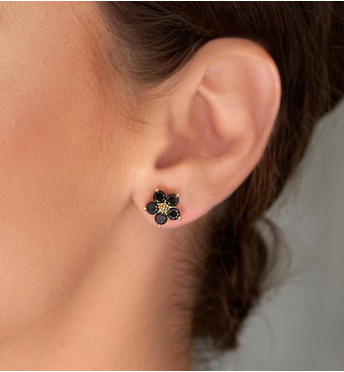 Kolczyki czarne kwiatki Instyle KSS1185