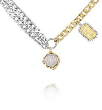 Naszyjnik srebrno złoty z zawieszkami NS0419