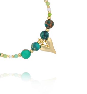 Bransoletka z zielonego turkusu i szklanych koralików BSC2378