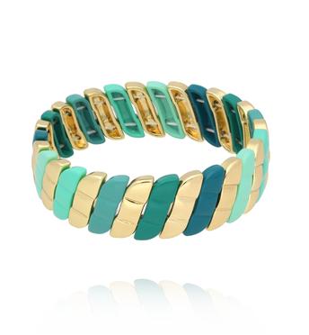 Bransoletka w odcieniach morskiej zieleni i złota BCR0046
