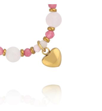 Pierścionek elastyczny z kamieni naturalnych różowy PTW0649