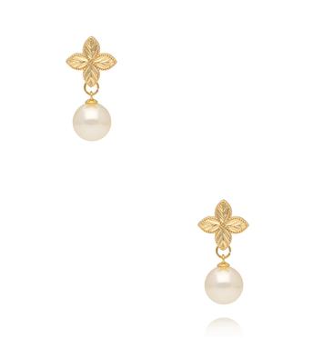 Kolczyki z perłami i koniczynkami złote KSS2186