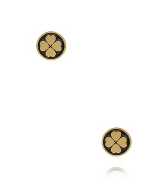 Kolczyki koniczynki czarno-złote KSA2518