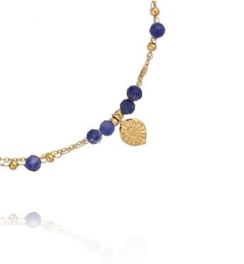 Bransoletka z lapisami i złotą zawieszką BEA0104