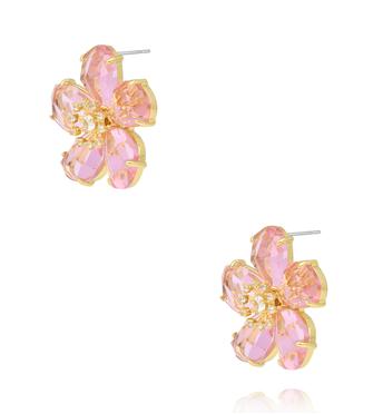 Koczyki kwiatki z różowymi kryształami KSS2009