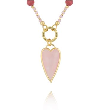 Naszyjnik różowy z rodonitami i sercem NSC0671