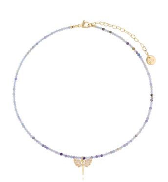 Naszyjnik z fluorytami i motylem NTW1481