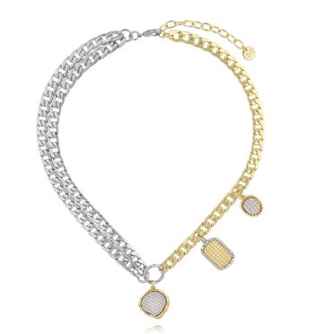 Naszyjnik srebrno złoty z zawieszkami NS0419