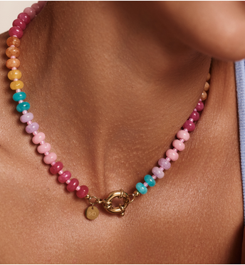 Naszyjnik z jadeitów w kolorach tęczy NSC0662