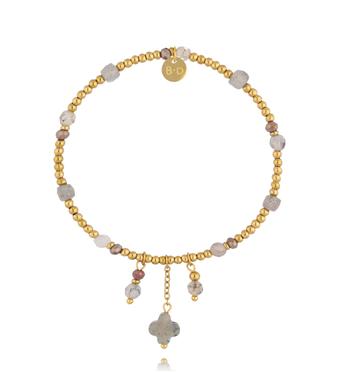 Bransoletka z szarego agatu i labradorytu z delikatnymi zawieszkami BTW3579