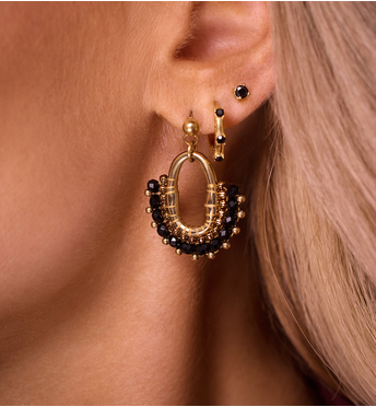 Kolczyki złote z czarnymi cyrkoniami Mini KSA0449