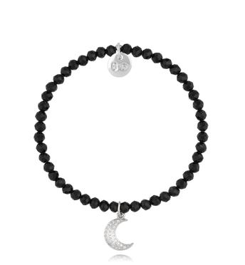 Bransoletka z czarnymi turmalinami i księżycem Silver Moon BTW2227