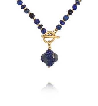 Naszyjnik z lapisu lazuli i sodalitu z zawieszką koniczynki NPA1622