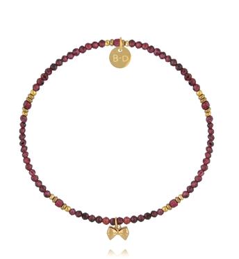 Bransoletka z naturalnego granatu i złoconą kokardką BTW3535