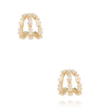 Kolczyki złote z potrójnym pierścieniem cyrkonii KSS2149