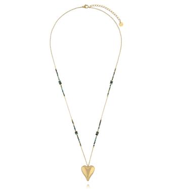 Naszyjnik z turkusu afrykańskiego z pozłacanym sercem NPA1585
