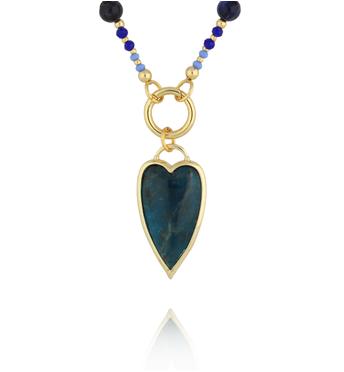Naszyjnik granatowy z sodalitami i sercem NSC0674