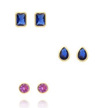 Zestaw kolczyków pozłacanych z cyrkoniami KLT0024