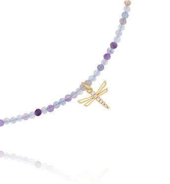 Naszyjnik z fluorytami i ważką NTW1474