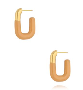 Kolczyki emaliowane karmelowe owalne KSY0505