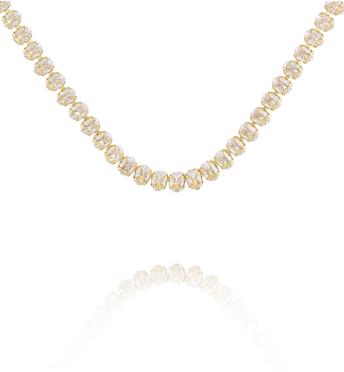 Naszyjnik typu tennis z owalnymi kryształkami w złotej oprawie NS0424