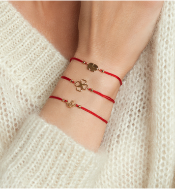 Bransoletka czerwona ze złotym słonikiem Memory BGL0590