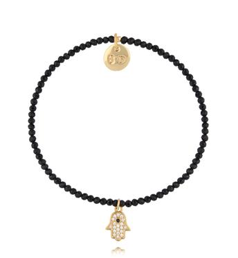 Bransoletka czarna z ręką Fatimy BTW3652