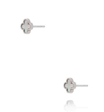 Kolczyki koniczynki srebrne z masą perłową KSY0598