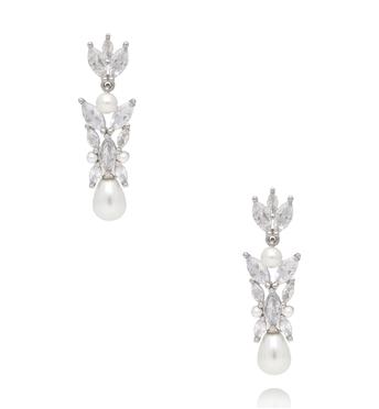 Kolczyki srebrne z perełkami i kryształkami Fête KSS1710